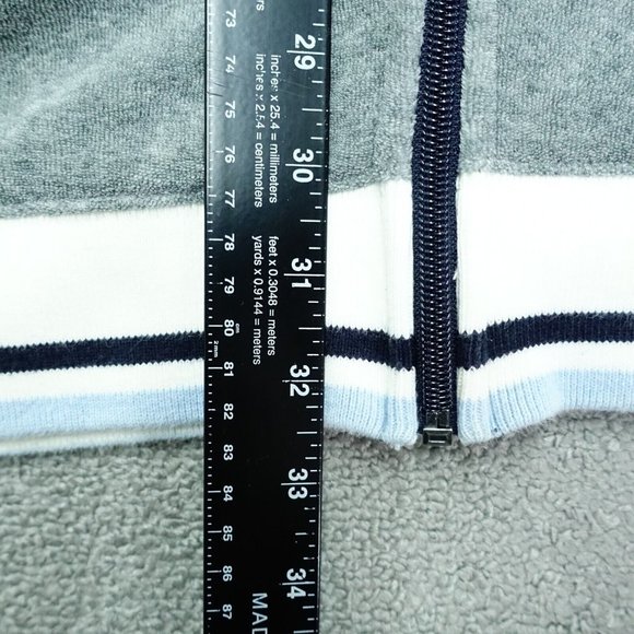 Ecko Unlimited Zip Up Jacket Men's Size 2XL Gray Blue Striped Short-Sleeve - Picture 5 of 6